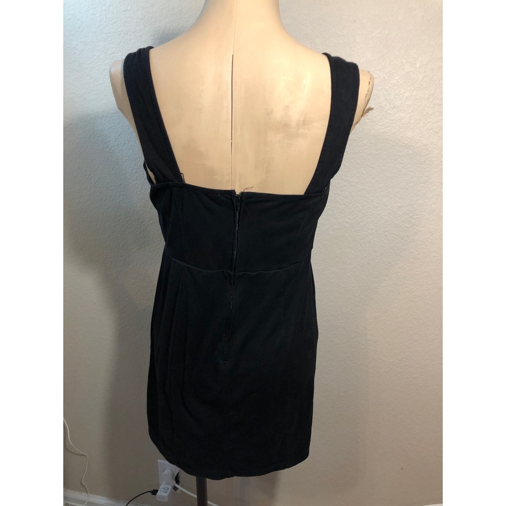Mi Ami for Francesca's Black Square Neck Mini Dress Slit Hem Size L - Picture 2 of 3